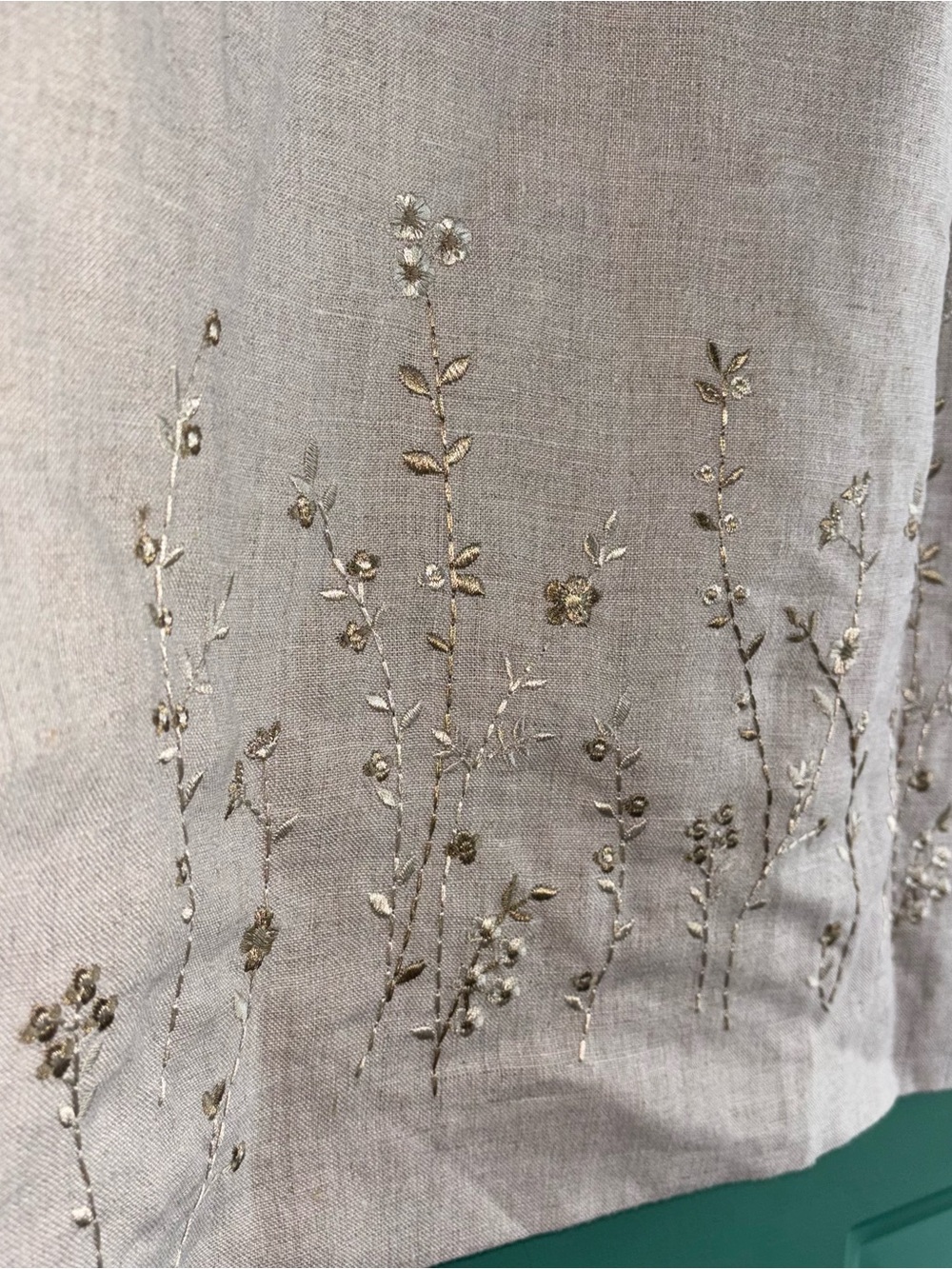 Rafaella size 14 new linen Sleeveless Embroidered Midi Dress - Picture 3 of 6